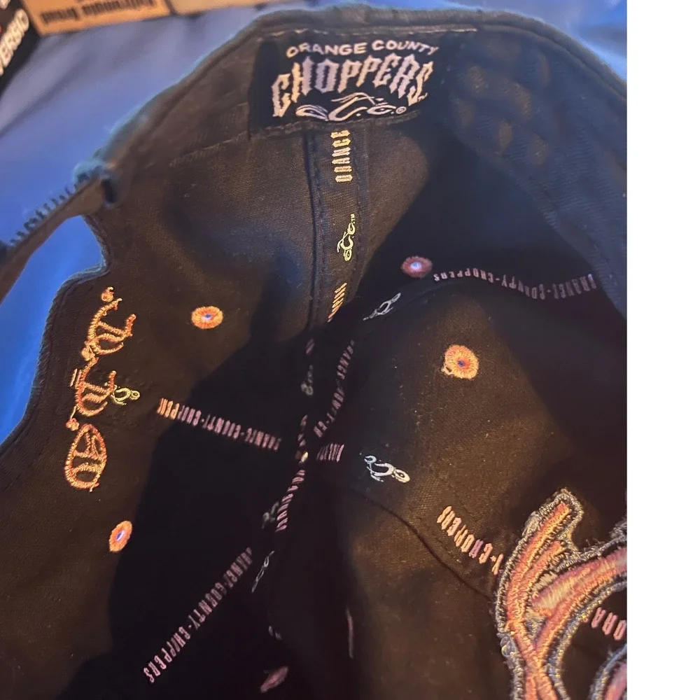 Orange County Choppers Motorcycle Hat Black‎ Pink Accents Baseball Cap